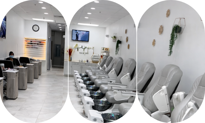 Professional nail technician working on client at HAPPY NAIL & SPA