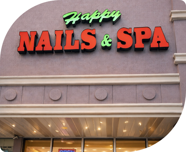 Modern nail salon interior at HAPPY NAIL & SPA in Kissimmee FL